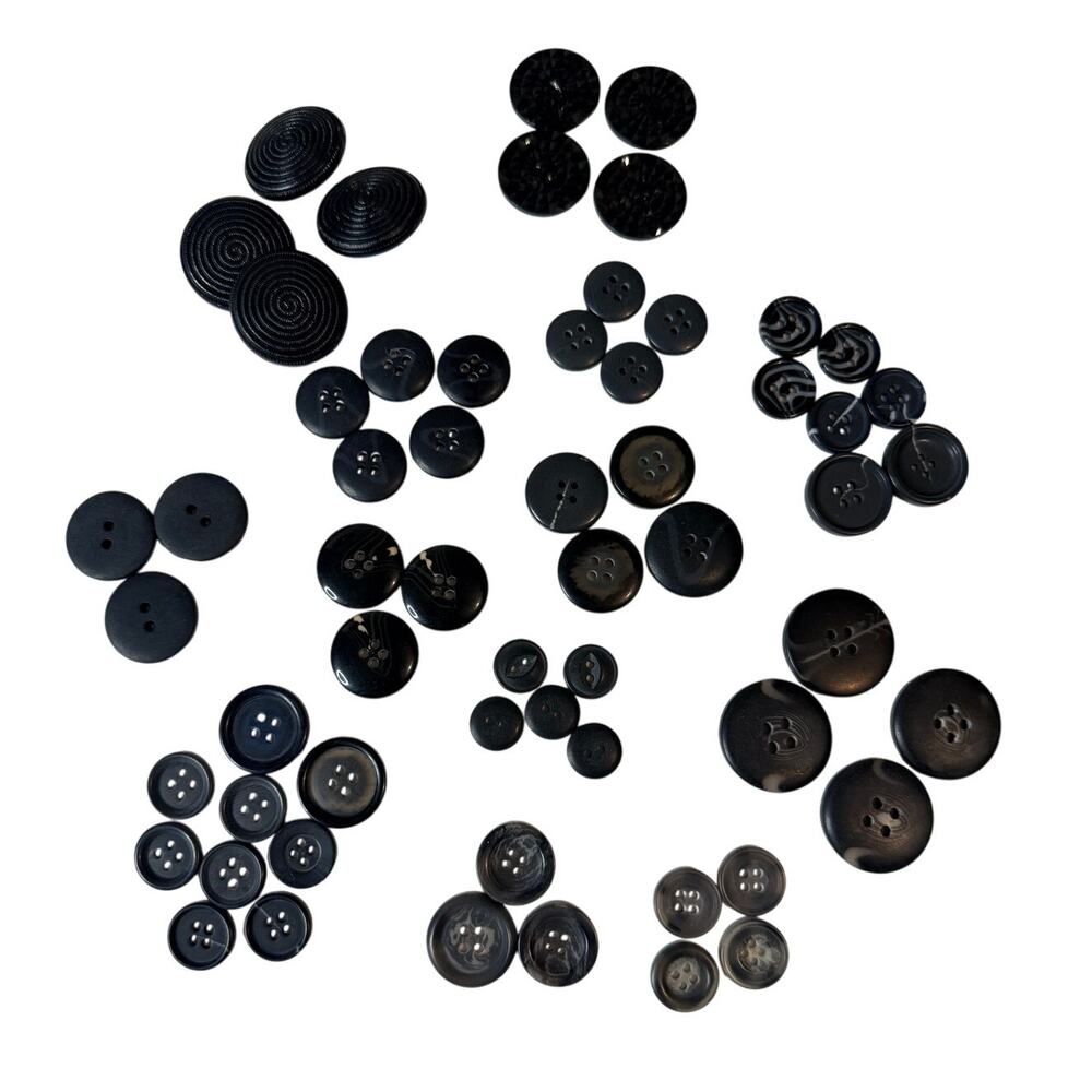 Black Button Lot Mixed Sizes Matching Sets Sewing Craft Replacement Buttons